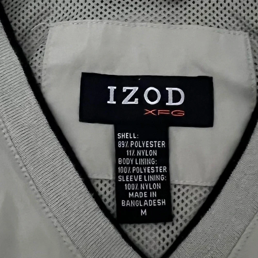 IZOD XFG Mens Pullover Golf‎ Windbreaker Jacket Gray V Neck Zip Pockets Size M